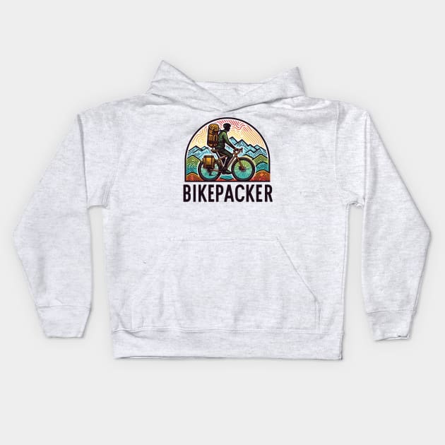 BIKEPACKER LOVES BIKEPACKING ON THEIR BIKE Kids Hoodie by cloudhiker